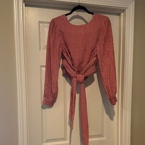 Cropped Tie-Front Blouse